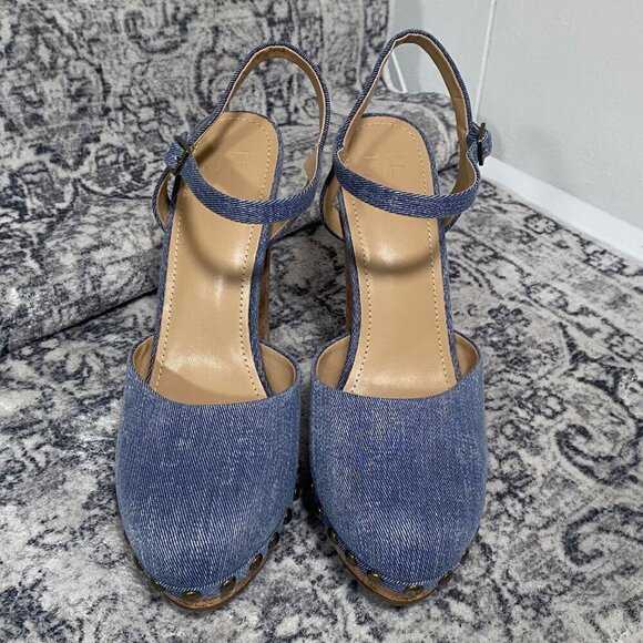 Just Fab Maya Ankle Strap in Blue Denim Size 9 - Picture 2 of 5
